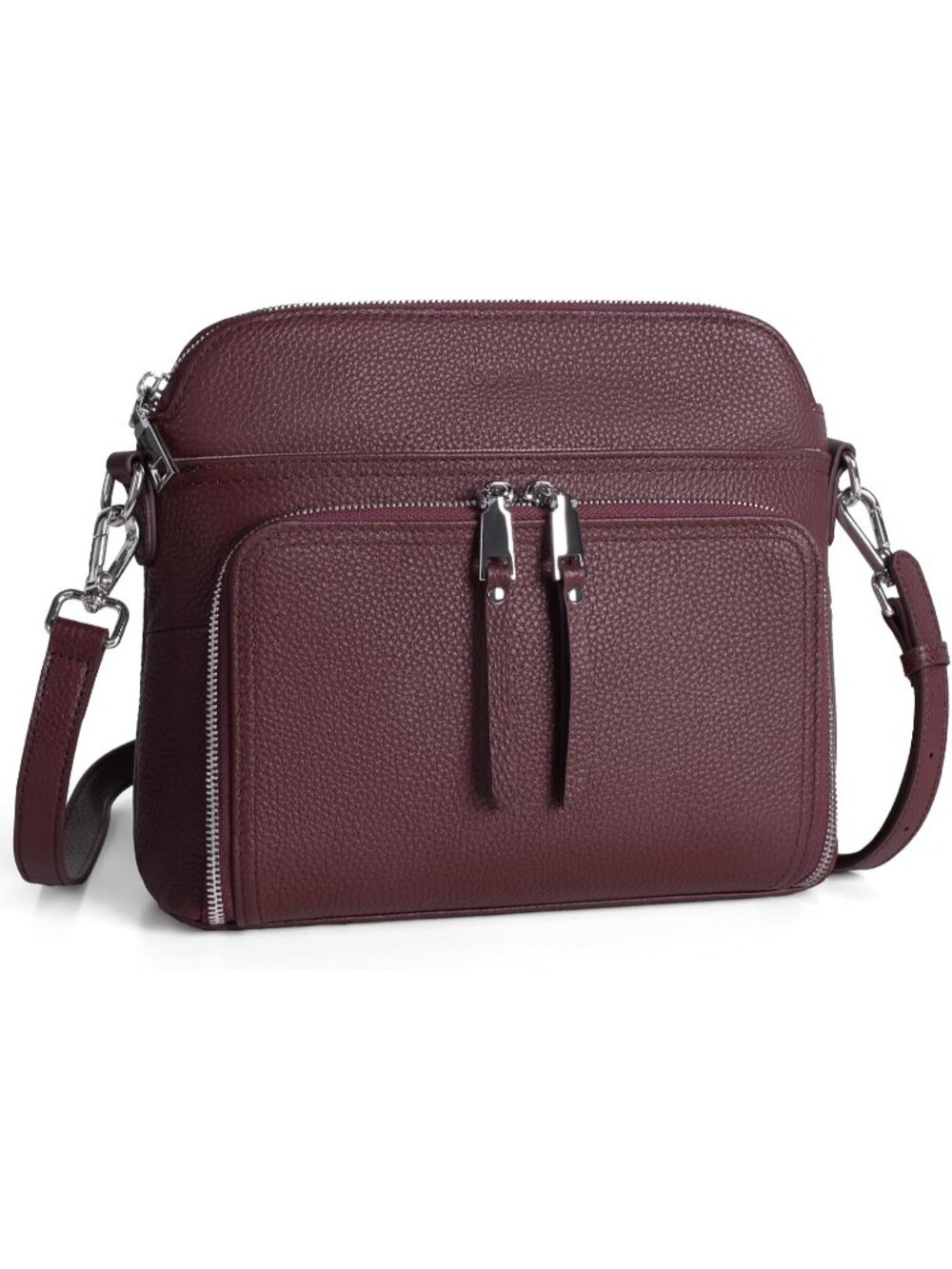 👜Women's Burgundy Red Genuine Leather RFID Crossbody Bags Travel Wallet Purse